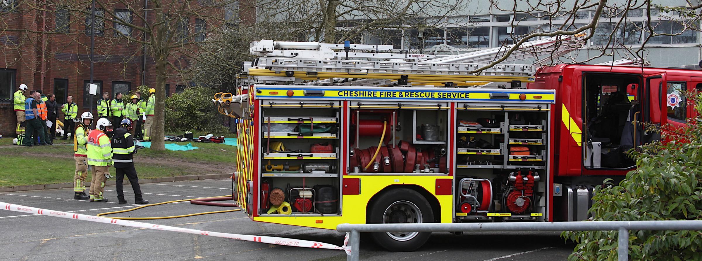 Several fire appliances were deployed for the emergency exercise. Picture: Tom Ormiston.