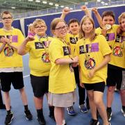 CHAMPIONS: Pupils from Holy Cross School in Birkenhead after winning the North West of England multisport title