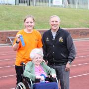 The games were supported by boxing hero John H Stracey MBE, pictured with Anchor Sandstone's care home member of staff and resident