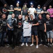 Members of the Martin Gallier Project with the wrestlers of TNT Extreme Wrestling