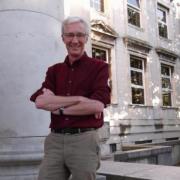 Paul O'Grady, who passed away on March 28, is pictured at Birkenhead Central Library during filming for his TV series 'Paul O'Grady's Working Class'