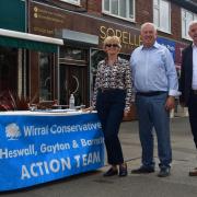 Conservative Heswall candidates Kathy Hodson, Andrew Hodson, and Graham Davies. Credit: Edward Barnes