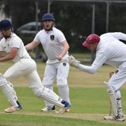St Helens Town batting in their defeat against Caldy