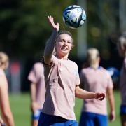 England's Niamh Charles in action during a training session at Spencer Park in Brisbane, Australia.