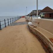The flood defence wall on West Kirby promenade