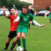 Action from the Northern Cup clash between  (Capenhurst Vets (Green kit) and Middlewich Town reserves