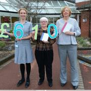 Metastatic breast cancer CNS, Heather Stevens, Wirral Breast Cancer Support Group  Group’s Secretary Anne Rowlands and the group's chair, Judi Glass at Clatterbridge Cancer Centre centre with £610 donation