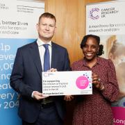 Justin Madders MP with nurse Mercia Jensen, a campaigns ambassador for Cancer Research UK.