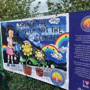 Mural created for Bebington station by Caption: Year 8 students from Wirral Grammar School for Girls