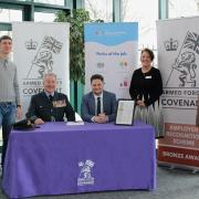 Left to right: Kevin Markham, RAF Wing Commander Martin Morris, TAP's pr manager Chris Bradley, Ministry of Defence regional employer engagement director Jan Cox, TAP's internal recruiter Aimee Ashworth