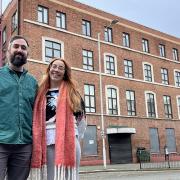 Liam Kelly and Kirsten Little outside Make's new home in Birkenhead