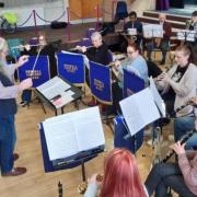 Heswall Concert Band under the baton of conductor Greg Williams during rehearsal at Heswall Hall