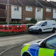 Police and staff from Cadent at the scene of explosion on Glebe Hey Road in Woodchurch