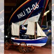 The replica ‘Hannah Fawsett Bennett’ has a fibreglass hull, wooden deck and carriage and features a full set of oars, masts and sails