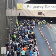 Runners enter the Kingsway Tunnel