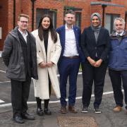 Left to right: Edward Kingsley (Wirral Council), Rebecca Crompton (Riverside), Marcus Shaw (Wirral Council), Tahreen Shad (Lovell) and Barry Muir (Lovell) at the Fiveways development