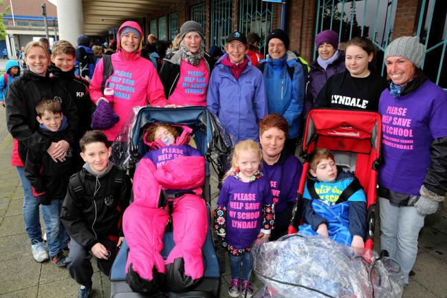 Lyndale families raising awareness of the school's plight during this year's Wirral Coastal Walk Lyndale families raising awareness of the school's plight during this year's Wirral Coastal Walk.