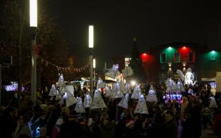 The Ellesmere Port Christmas lights switch-on will see a parade of schoolchildren with hand-made lanterns.