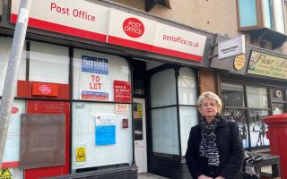 Councillor Lesley Rennie at the former Grove Road Post Office, Wallasey